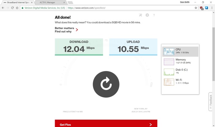 Verizon wireless picks up speed