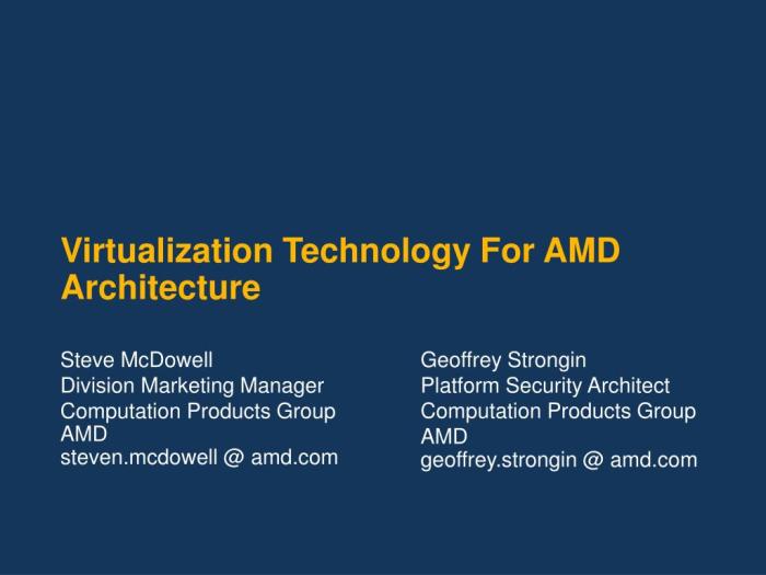 Architecture virtualization pacifica amd core technology virtual control ppt powerpoint presentation Amd unveils pacifica virtualization technology